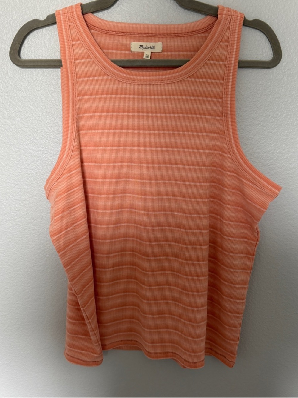 Madewell Peachy Coral Ribbed Sleeveless Tank